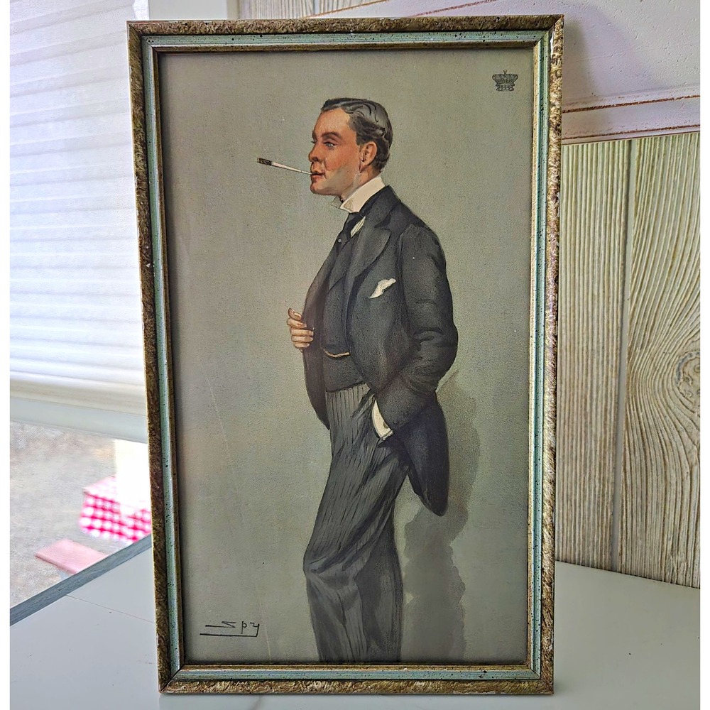 Antique Framed Vanity Fair "Spy" Chromolithograph Gentleman, Signed Leslie Ward